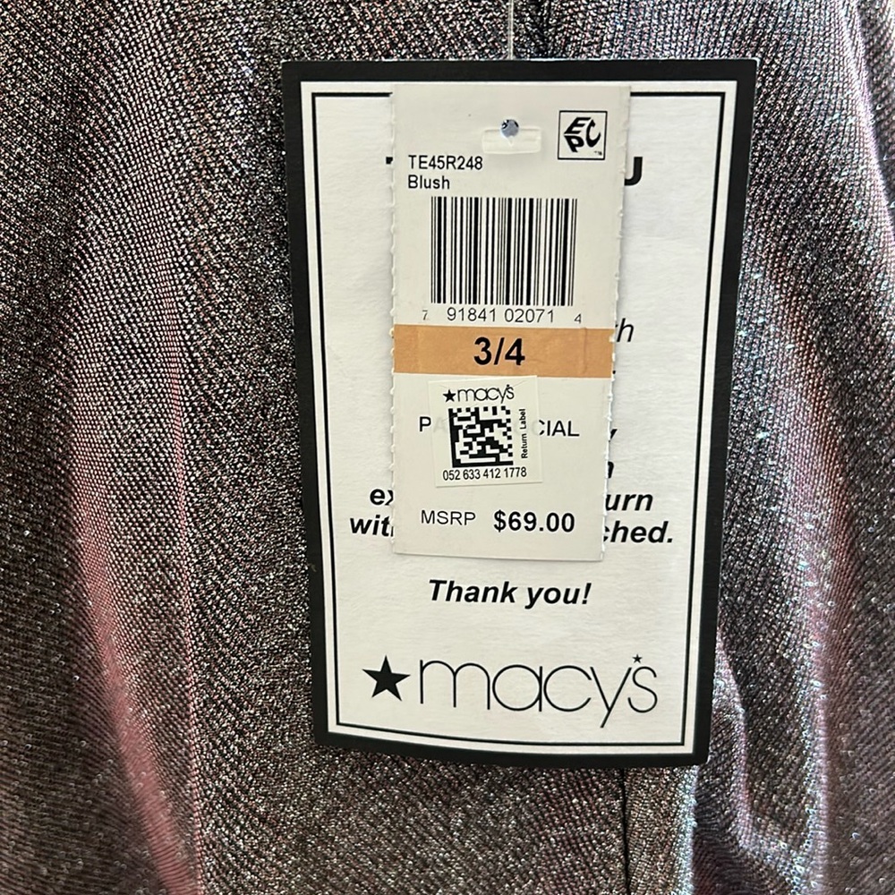 NWT B Darlin from Macy’s BLUSH colored metallic sparkly dress Sz 3/4 w/ straps - Picture 5 of 5